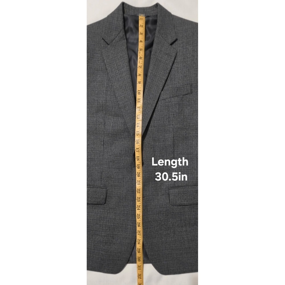 Ralph , Ralph Lauren Mens 42R Gray Blue Micro Check Wool Sport Coat Blazer - Picture 7 of 10